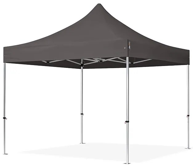 TOOLPORT 3x3m gazebo pieghevole PES con laterali (finestre panoramiche), PROFESSIONAL alluminio, grigio scuro - (600167)