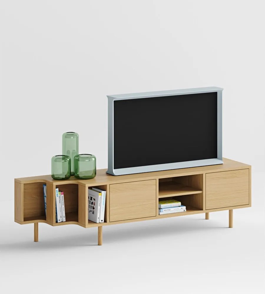 Mobile TV di colore naturale con effetto rovere 189x50x44 cm Shift – Woodman