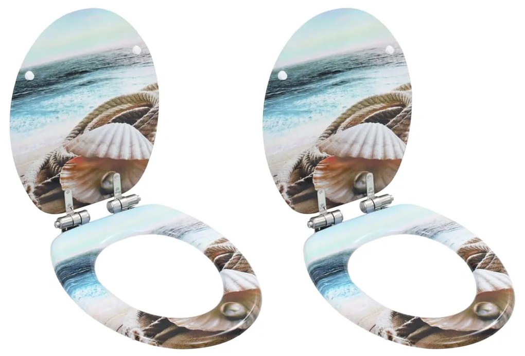 Copriwater 2 Pz Chiusura Ammortizzata İn Mdf Design Conchiglie /