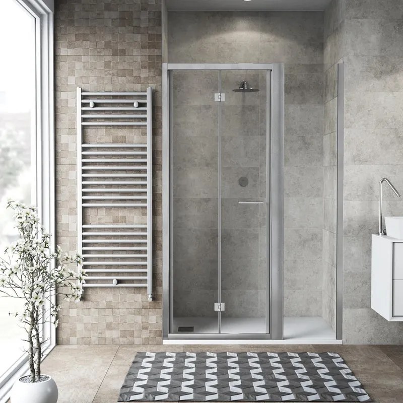 Porta doccia pieghevole Record L 110 x H 195 x P 0.6 cm in vetro vetro senza finitura / trasparente profilo cromo