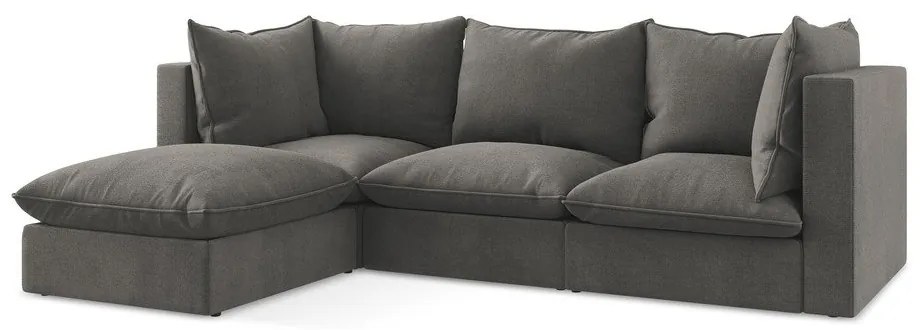 Divano angolare grigio scuro (con penisola a sinistra/con chaise lounge) Manao – Makamii