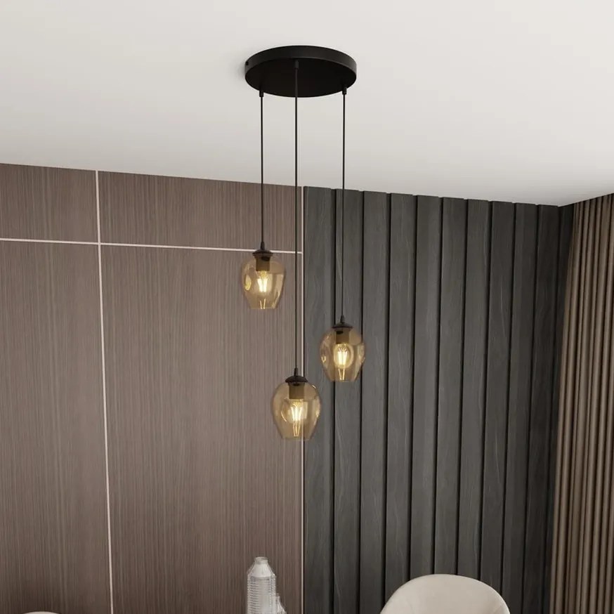 Lampadario a Sospensione in Acciaio e Vetro ISTAR 3 BL PREMIUM 3xE27