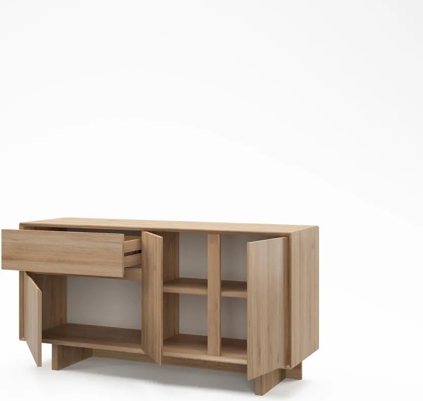 Cassettiera di colore naturale con effetto rovere 146x76x45 cm Carpi – Marckeric