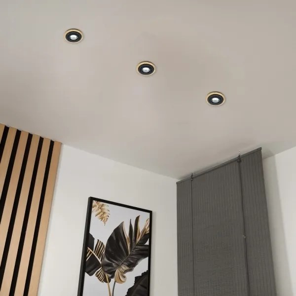 Set da 3 faretti da incasso TOBBY 1xGU10/20W/230V Ø 11,5 cm rovere/nero