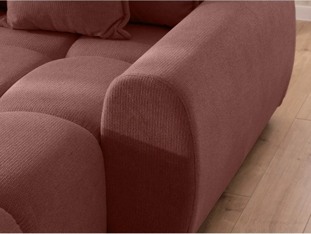 Divano angolare color terracotta (con penisola a destra/con chaise lounge) Albane – Ropez