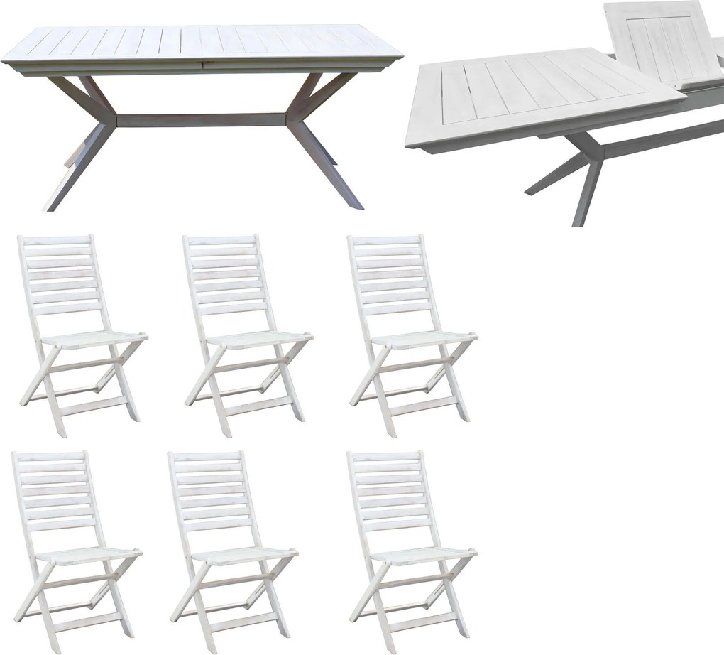 CAESAR - set tavolo in legno massiccio di acacia con 6 sedie Sortis