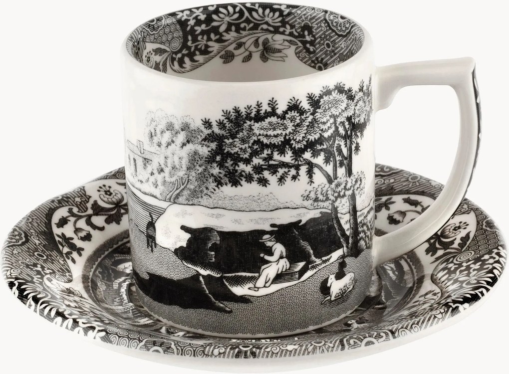 Tazzina da caffè e piattino in gres Black Italian