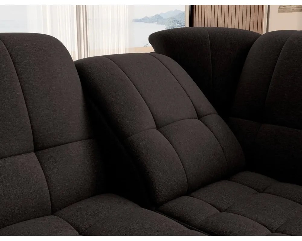 Divano angolare marrone allungabile/con contenitore (con penisola a destra/a L) Sado – ELTAP