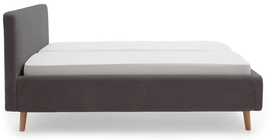 Letto matrimoniale imbottito grigio scuro rete non inclusa 140x200 cm Mattis Cord – Meise Möbel