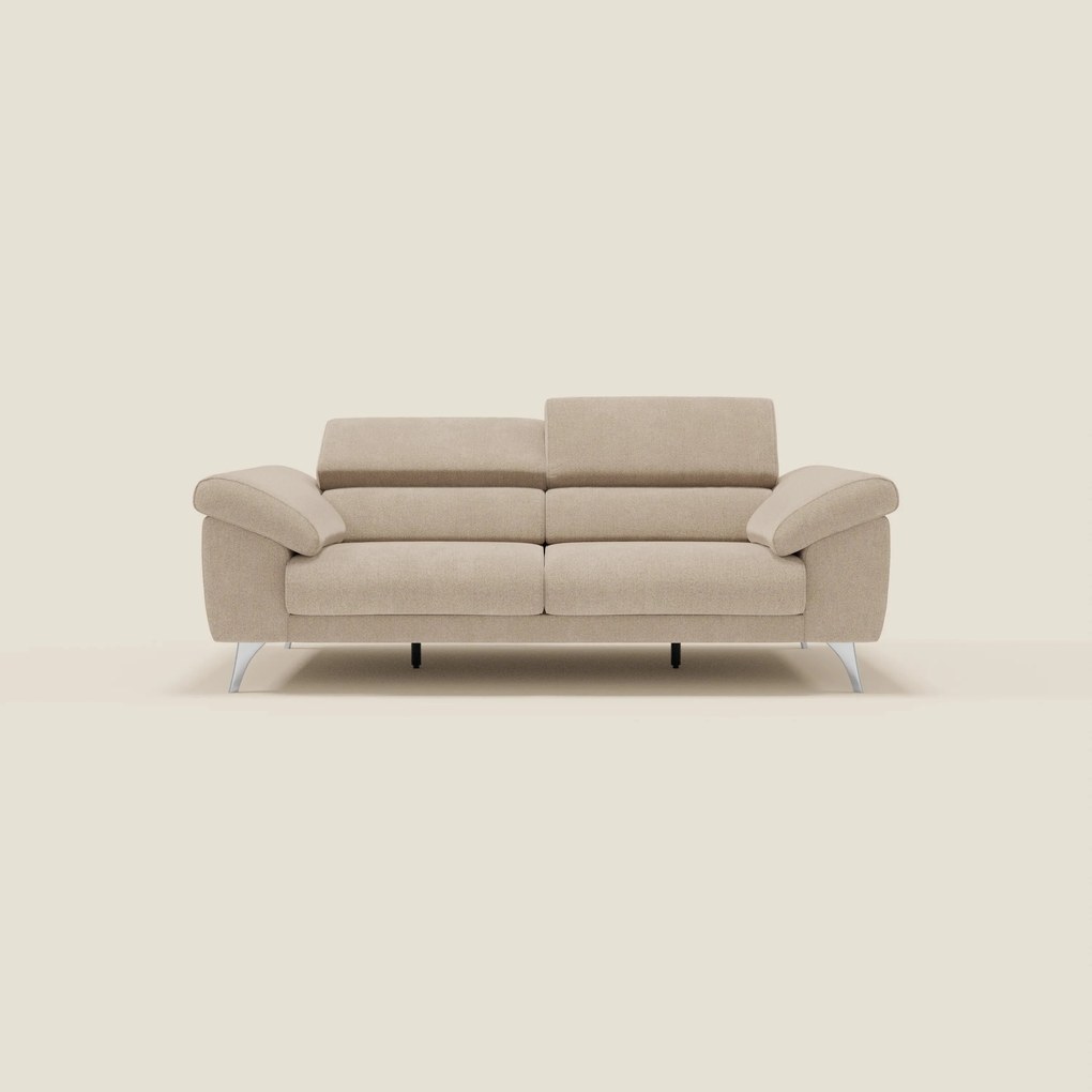 Donatello divano con sedute allungabili braccioli contenitore e poggiatesta reclinabili in tessuto smacchiabile T23 beige