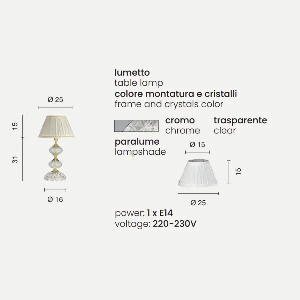 Lampada da tavolo 25x46 cm DALLAS cromo