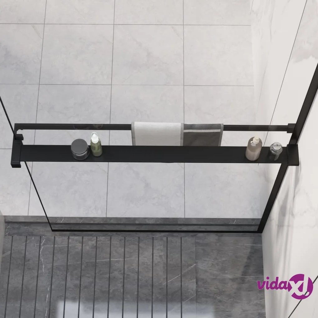 vidaXL Mensola Doccia a Parete per Doccia Walk-in Nera 90 cm Alluminio