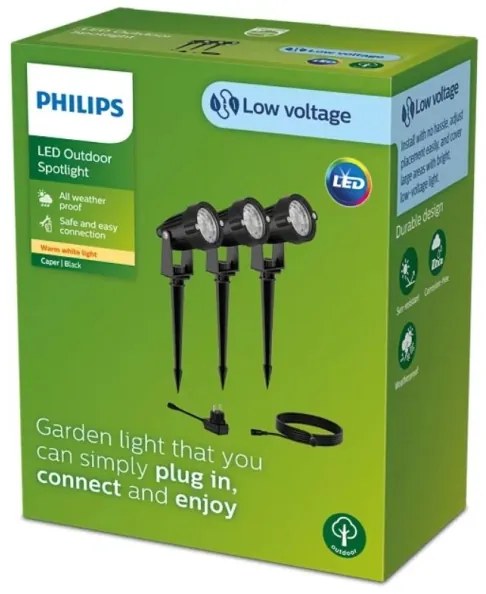 Philips - Set 3 faretti esterni CAPER LED 1,5W 24° 230V IP44
