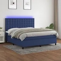 Letto a Molle con Materasso e LED Blu 160x200 cm in Tessuto cod mxl 35766