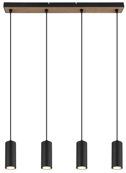 Globo 57911-4HBW - Lampadario a sospensione con filo ROBBY 4xGU10/35W/230V nero/marrone