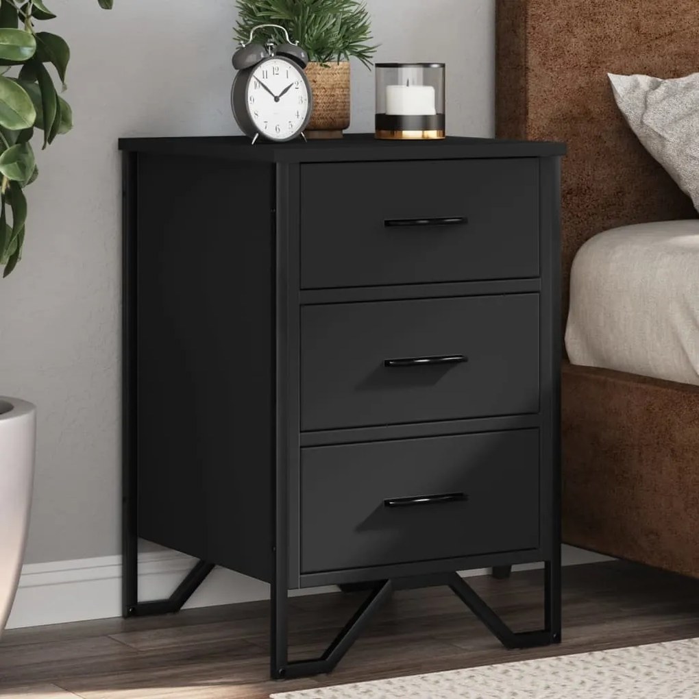 Comodino Nero 40x41x60 Cm İn Truciolato /