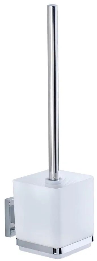 WENKO 22695100-WC spazzola per WC VACUUM-LOC QUADRO ED 9,5x37 cm argento/cromo lucido/trasparente