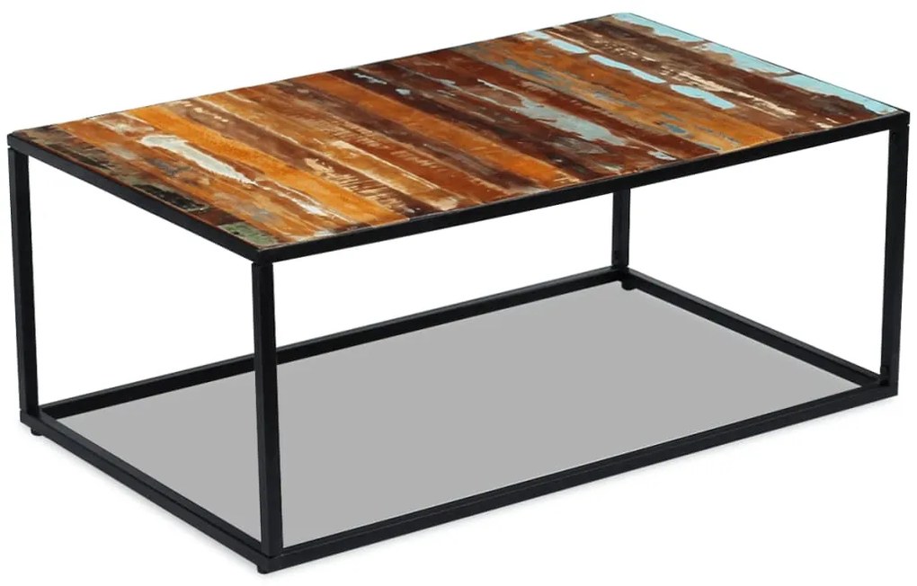 Tavolino Da Salotto İn Legno Massello Di Recupero 100x60x40 Cm /