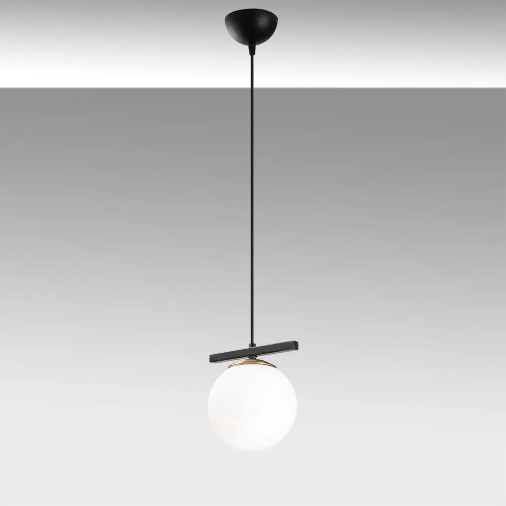 Lampadario bianco/nero con paralume in vetro ø 15 cm Üzüm – Opviq lights