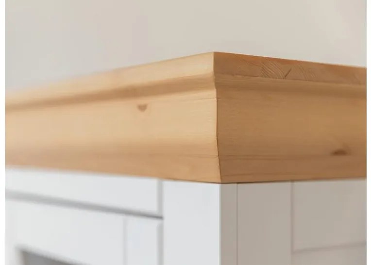 Vetrinetta legno massello pino bianca shabby country