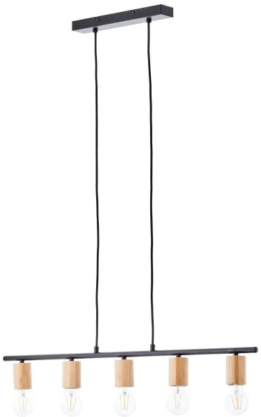 Brilliant - Lampadario a sospensione KERRY su cavo 5xE27/40W/230V nero/bambù