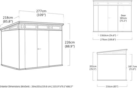 Casetta Da Giardino In Resina 277x218x226H Cm Artisan 9x7 Grigio Keter