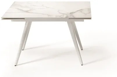 Tavolo con piano effetto Marmo Bianco base metallo allungabile fino a 180 cm ORESTE