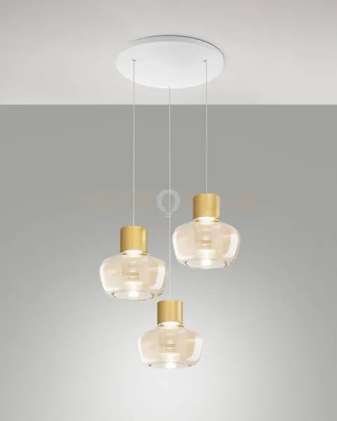 Kino sospensione 3 luci cognac a led 3000k - 36w - 3900 lm dimmerab...