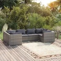 Set Divani da Giardino 6 pz con Cuscini in Polyrattan Grigio cod mxl 40413