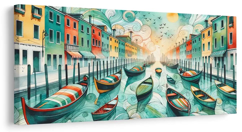 Quadro su tela – Canale veneziano pieno di vita e colori