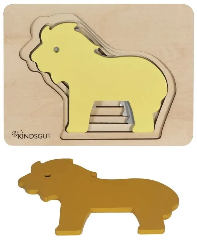 Puzzle a inserimento in legno Lion - Kindsgut