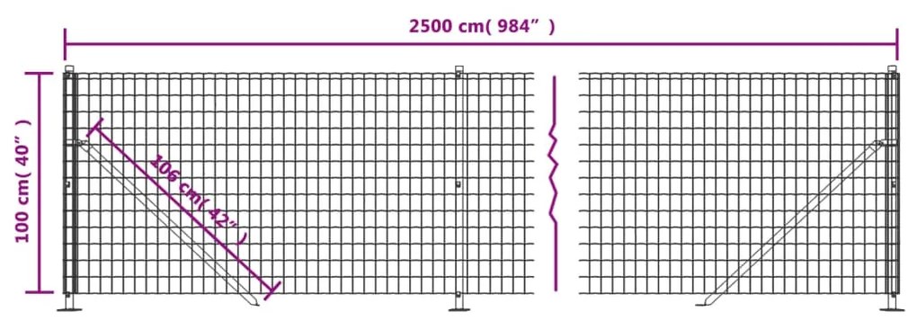 Recinzione Metallica con Flangia Antracite 1x25 m