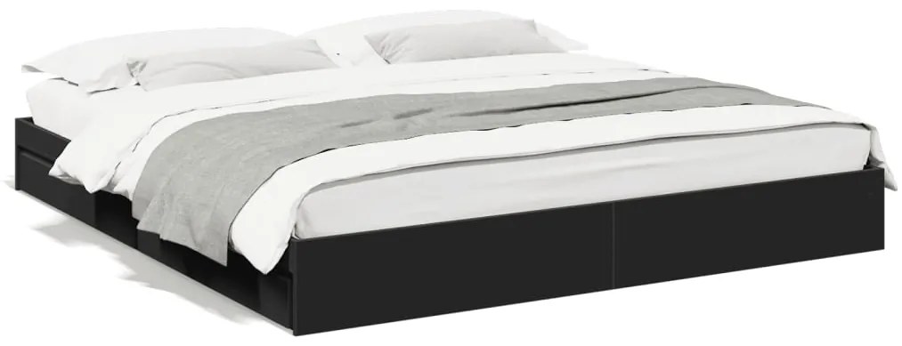 Giroletto Con Cassetti Nero 200x200 Cm İn Legno Multistrato /