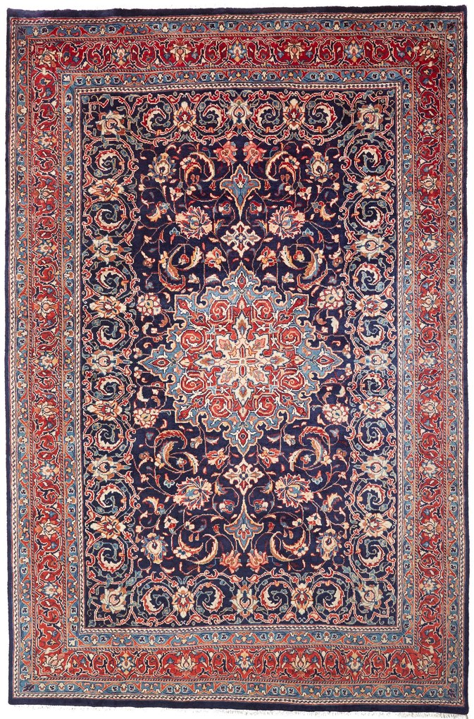 Sarouk Tappeto 220x330 Blu (Iran) Annodato A Mano