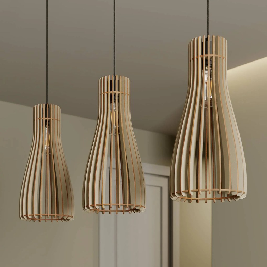 Lampada a sospensione Furn Envostar, dimmerabile, Legno chiaro, Soggiorno / Sala da pranzo, Legno, Scandinavo, Lampada a sospensione