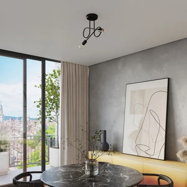 Sollux SL.1472 - Lampadario a plafone LOOP 2xE27/15W/230V nero