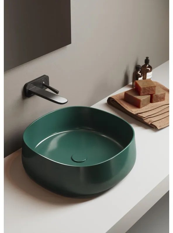 Lavabo da appoggio tondo in ceramica multicolore