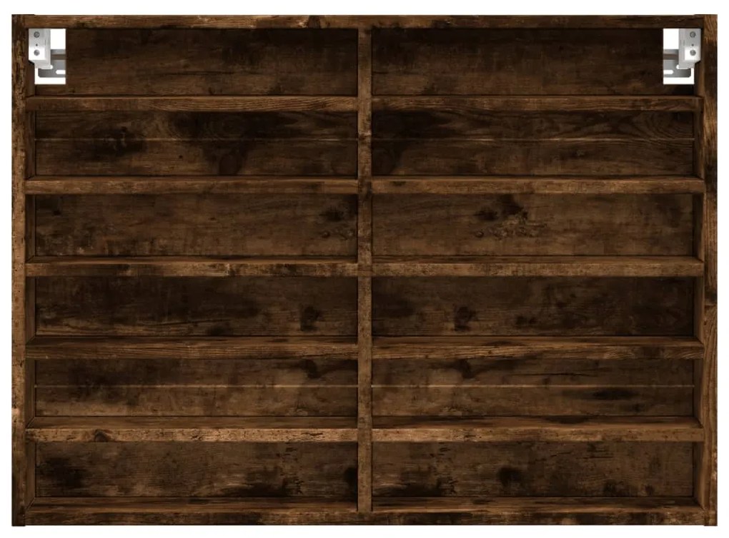 Armadietto vetrina rovere fumo 80x8,5x58 cm legno multistrato