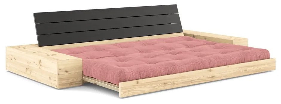 Divano letto in velluto a coste rosa 244 cm Base - Karup Design