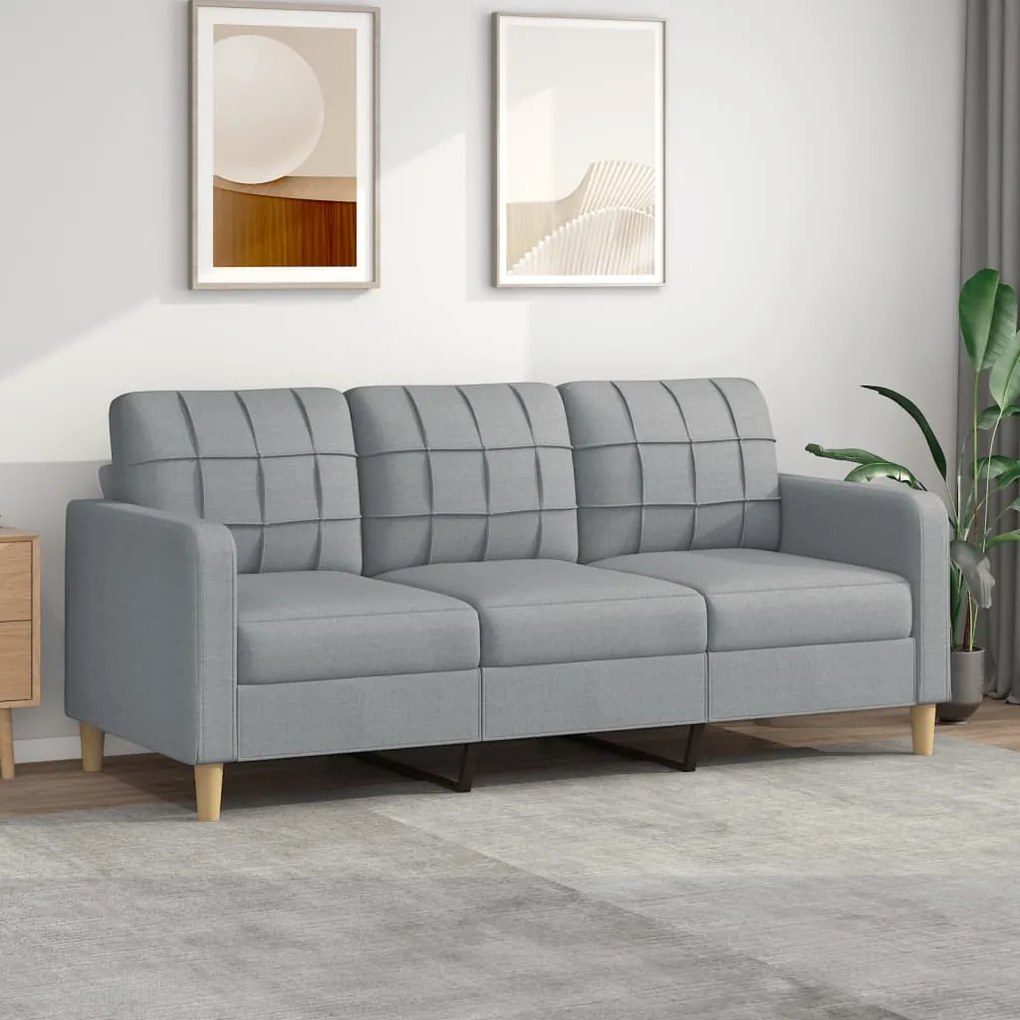 Divano A 3 Posti Grigio Chiaro 180 Cm İn Tessuto /