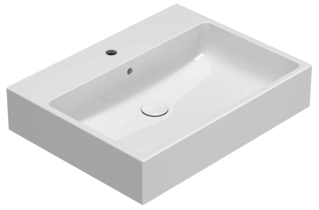 Globo i classici stone lavabo 65x50 sospeso o appoggio con bordo rubinetteria in ceramica bianco lucido