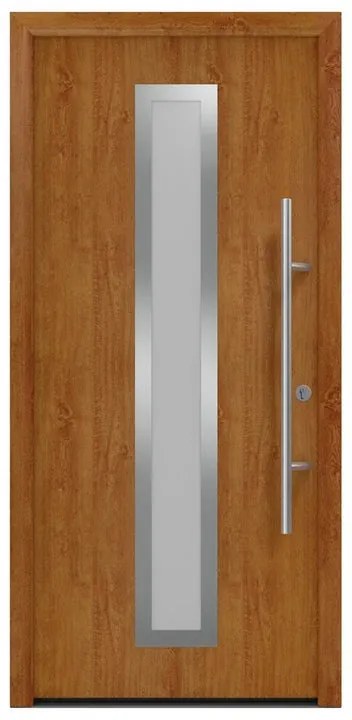 Portoncino d'ingresso HORMANN Iso Pro Secur 700s con vetro L 90 x H 210 cm in acciaio rovere dorato, apertura tirare a destra