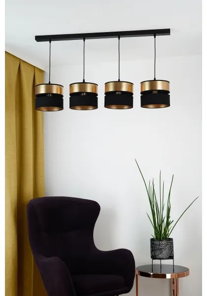 Brilagi - Lampadario a sospensione con filo ROYAL 4xE27/15W/230V nero/oro