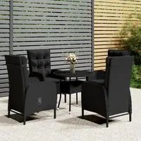 Set da Bistrot per Giardino 5 pz in Polyrattan Nero cod mxl 39428