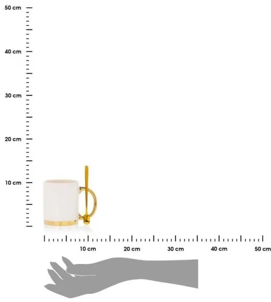 Mug con cucchiaio LANA cremoso/oro