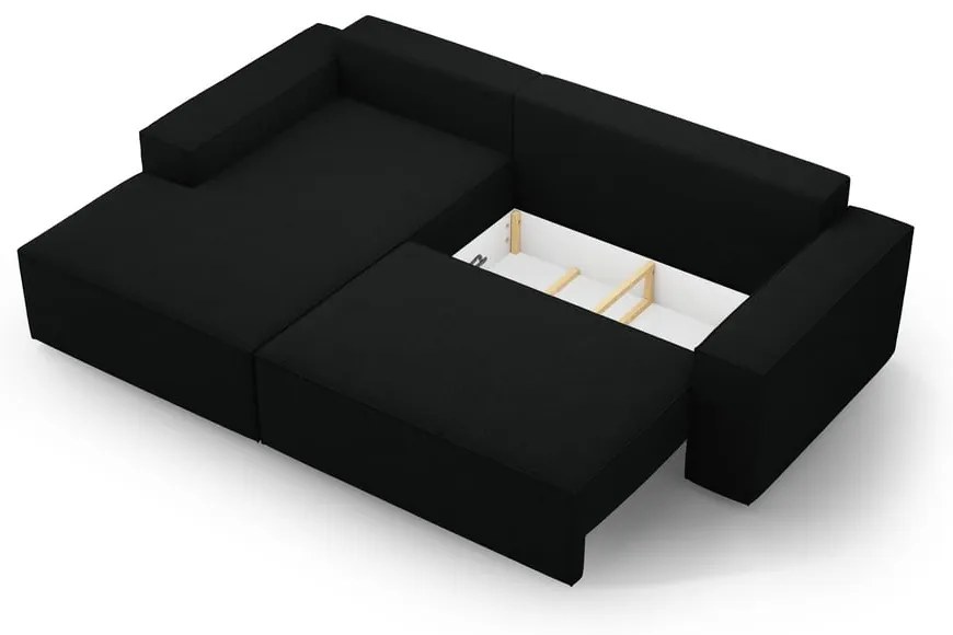 Divano letto angolare nero in tessuto bouclé (angolo sinistro) Jodie - Micadoni Home