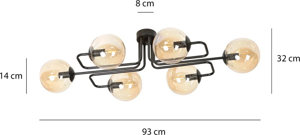 Lampadario da soffitto BRENDI 6 in acciaio e vetro 6xE14