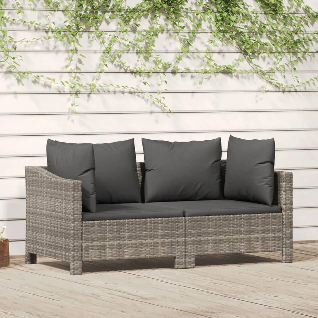 Set di divani da giardino 2 pz con cuscini in polyrattan grigio