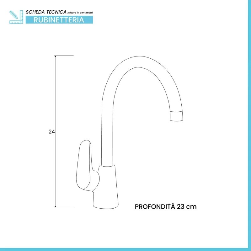 Miscelatore lavanderia con canna alta girevole in ottone cromato