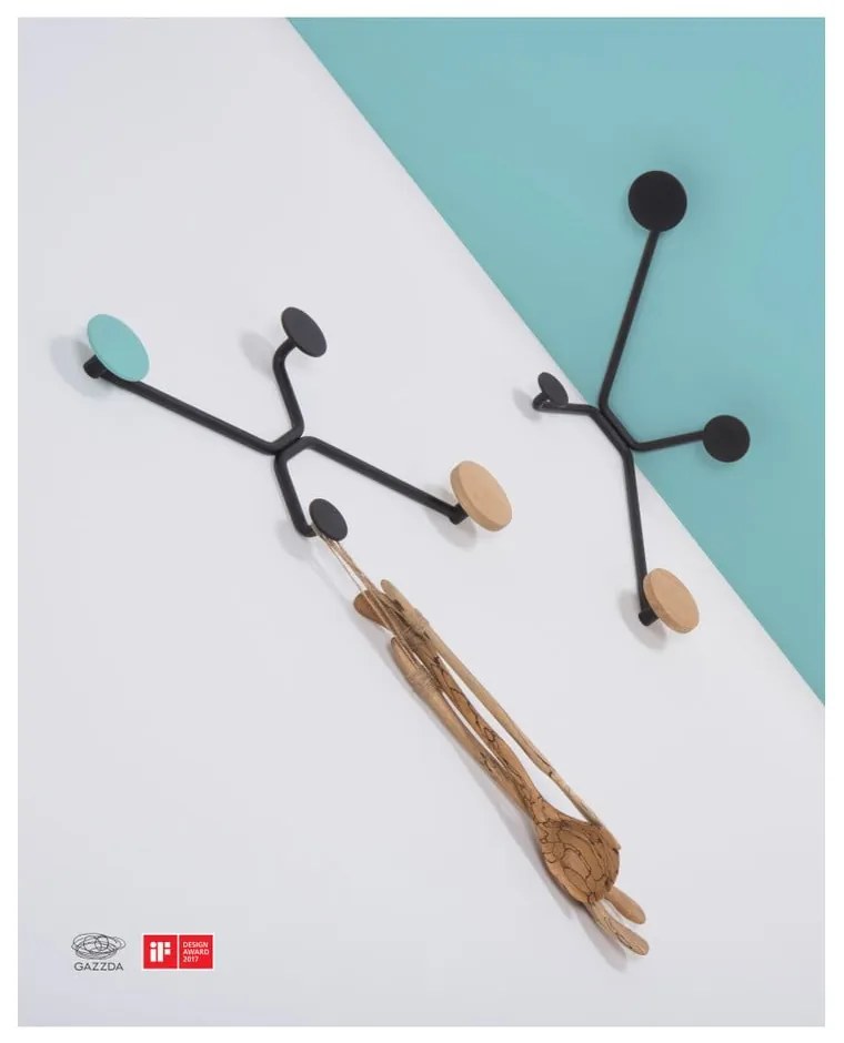 Appendiabiti da parete angolare nero Hook - Gazzda